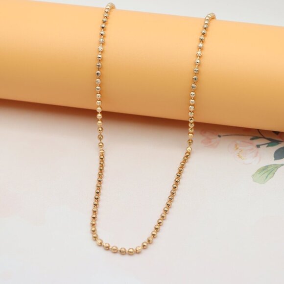 Textured Bead Rose Gold Necklace, Long Elegant Chain, XPNL0137 - Picture 9 of 12